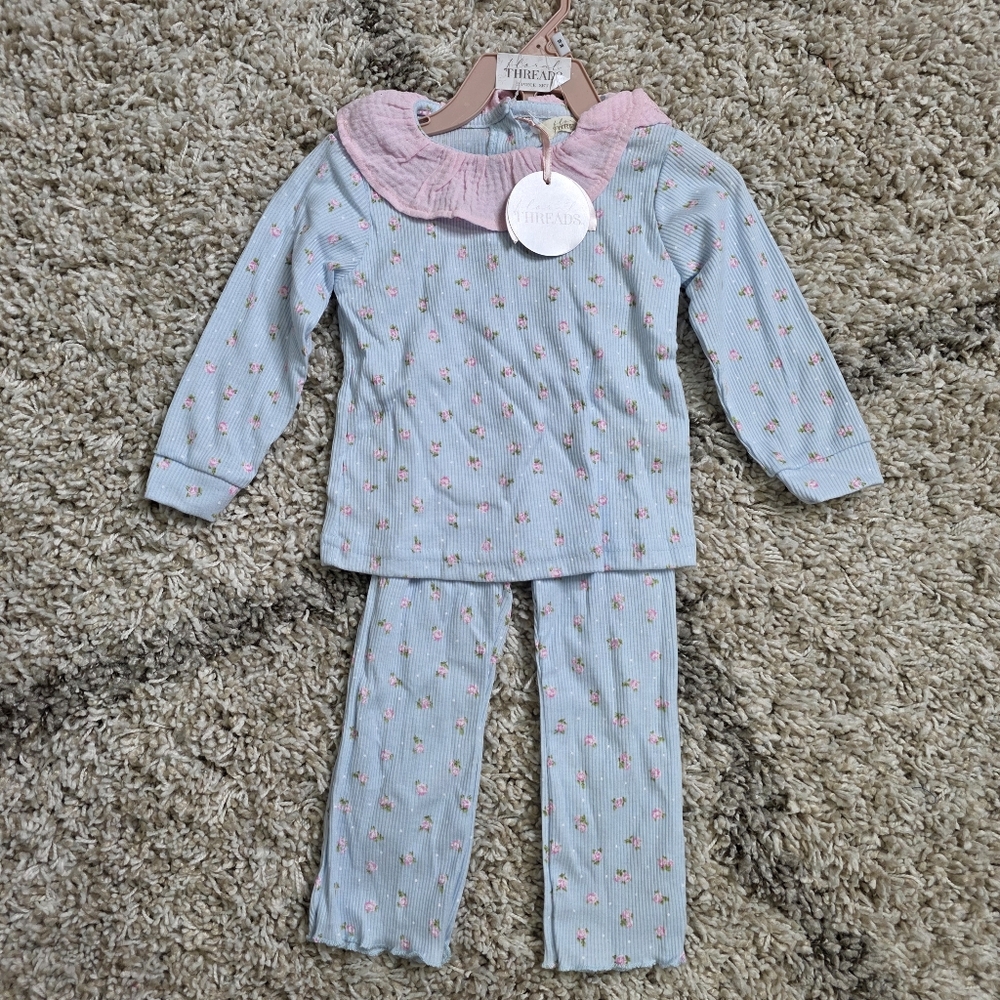 NWT Floral Threads Baby Girl Ribbed Outfit Size 18 Months